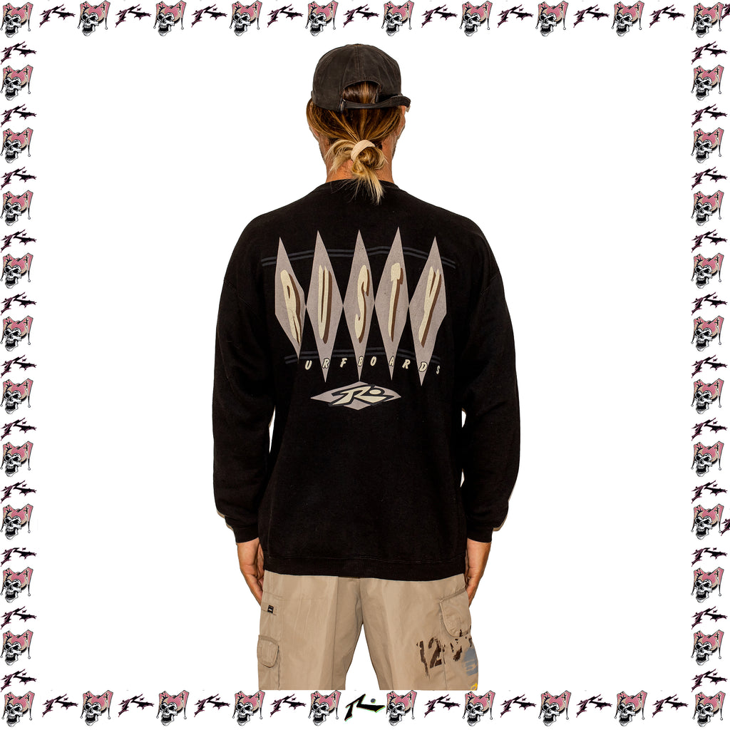 1995 Rusty Surfboards Graphic Crewneck Sweatshirt (XL) *RARE*
