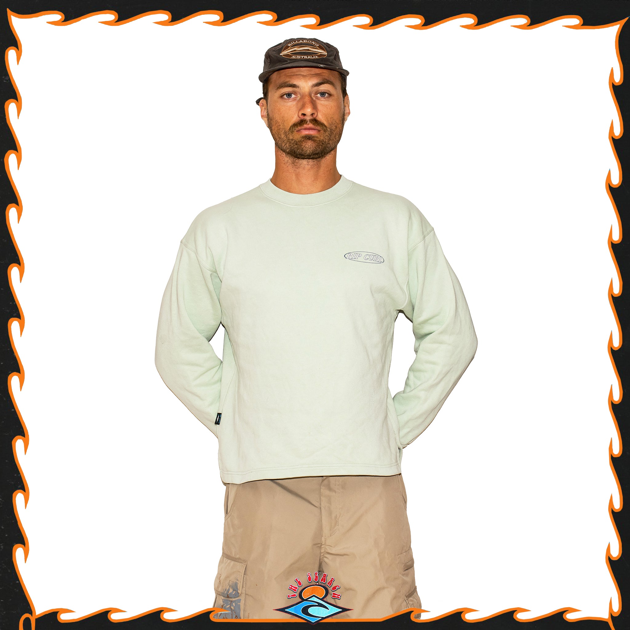 1994 Rip Curl "Born at Bells" Graphic Crewneck Sweatshirt (M) *RARE*