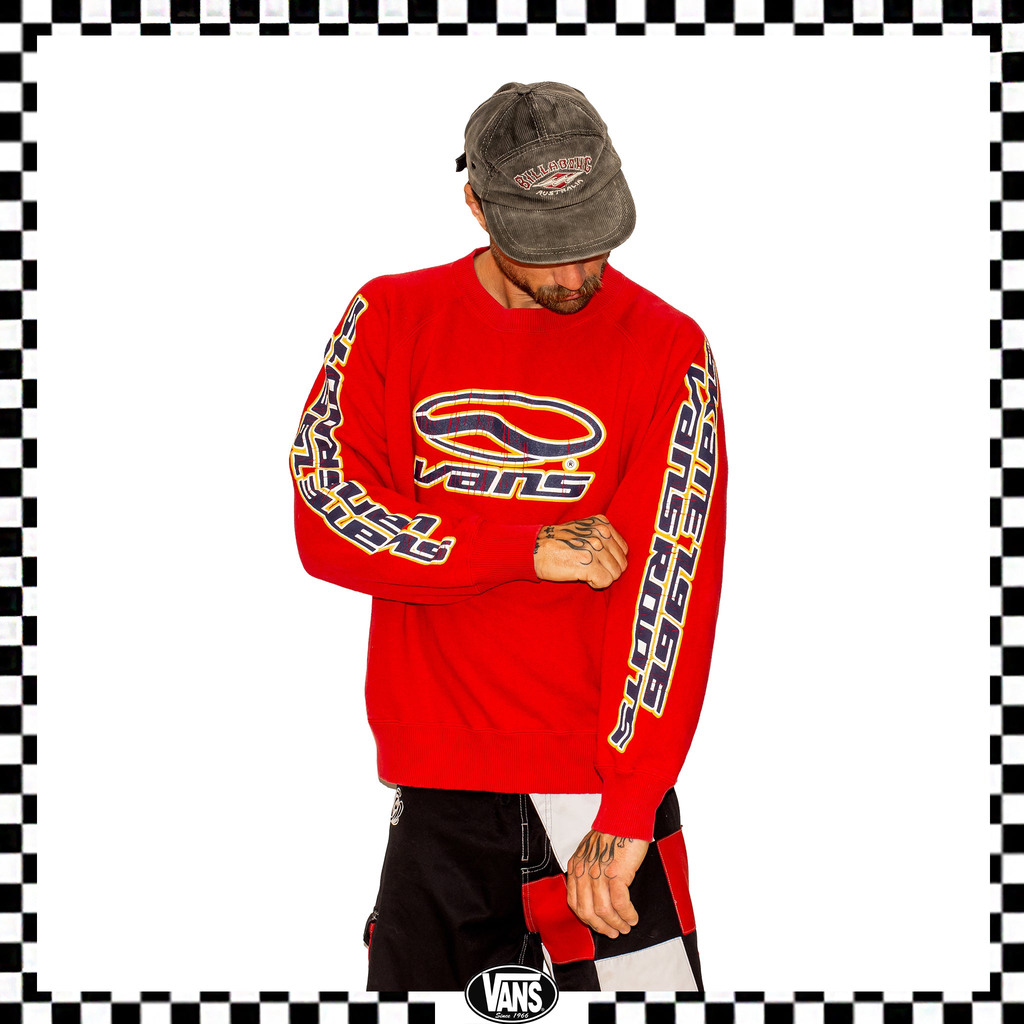 1998 Vans Off The Wall "Triple Hit" Crewneck Sweatshirt (L-XL) *RARE*