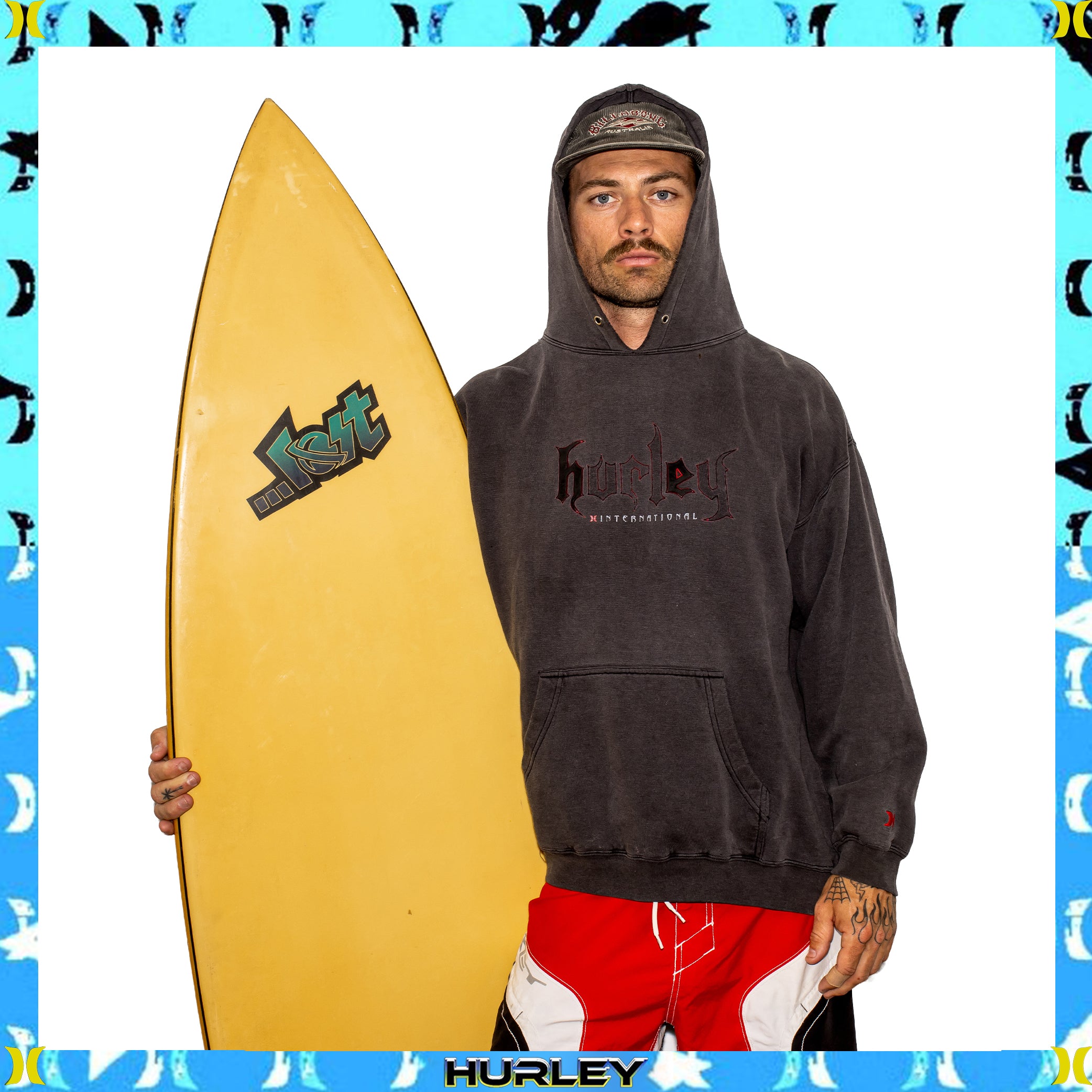 1990's Hurley International Spellout Hoodie (XL)