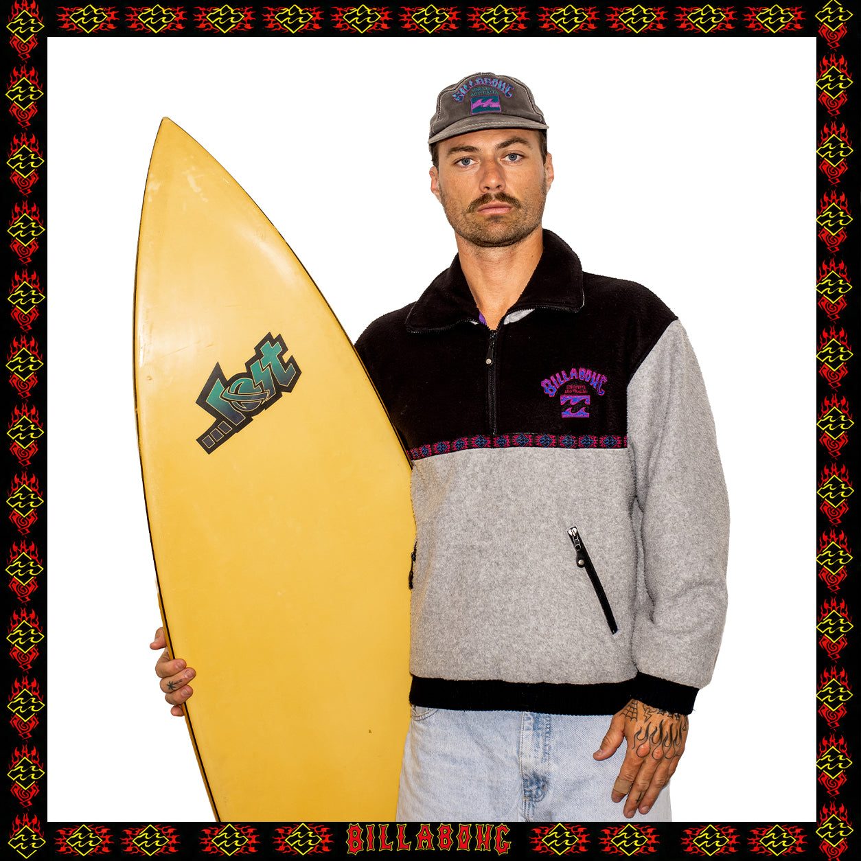 1991 Billabong "Two Tone" Polartec Quarter Zip Fleece Pullover (L) *RARE*