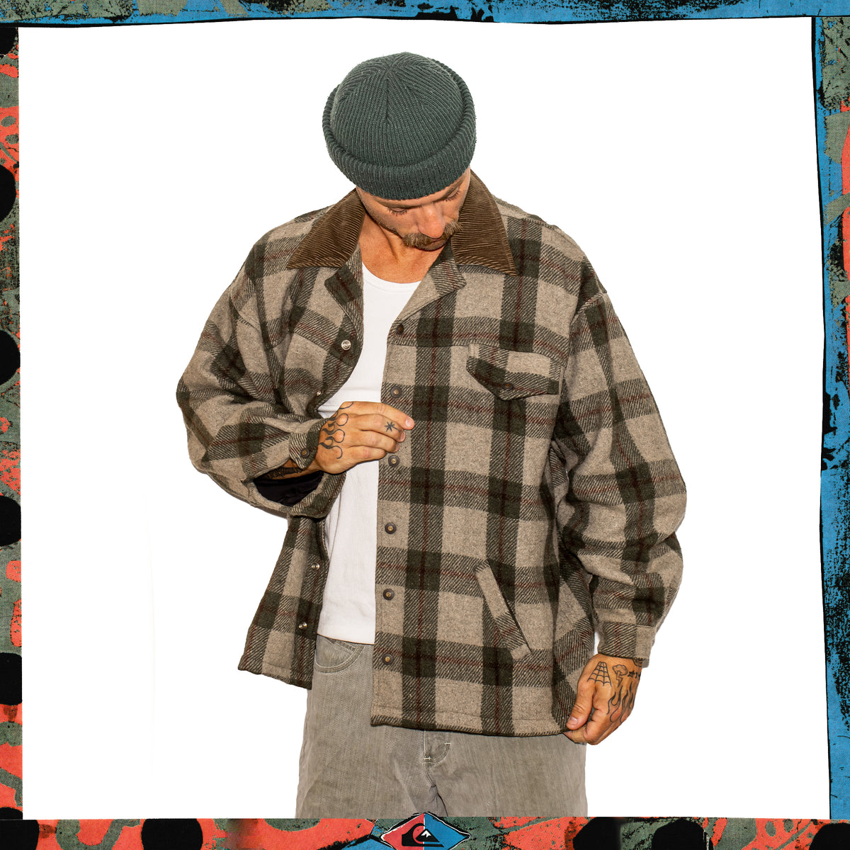 1998 Quiksilver "Silver Edition" Plaid Jacket w/ Corduroy Collar (XL)