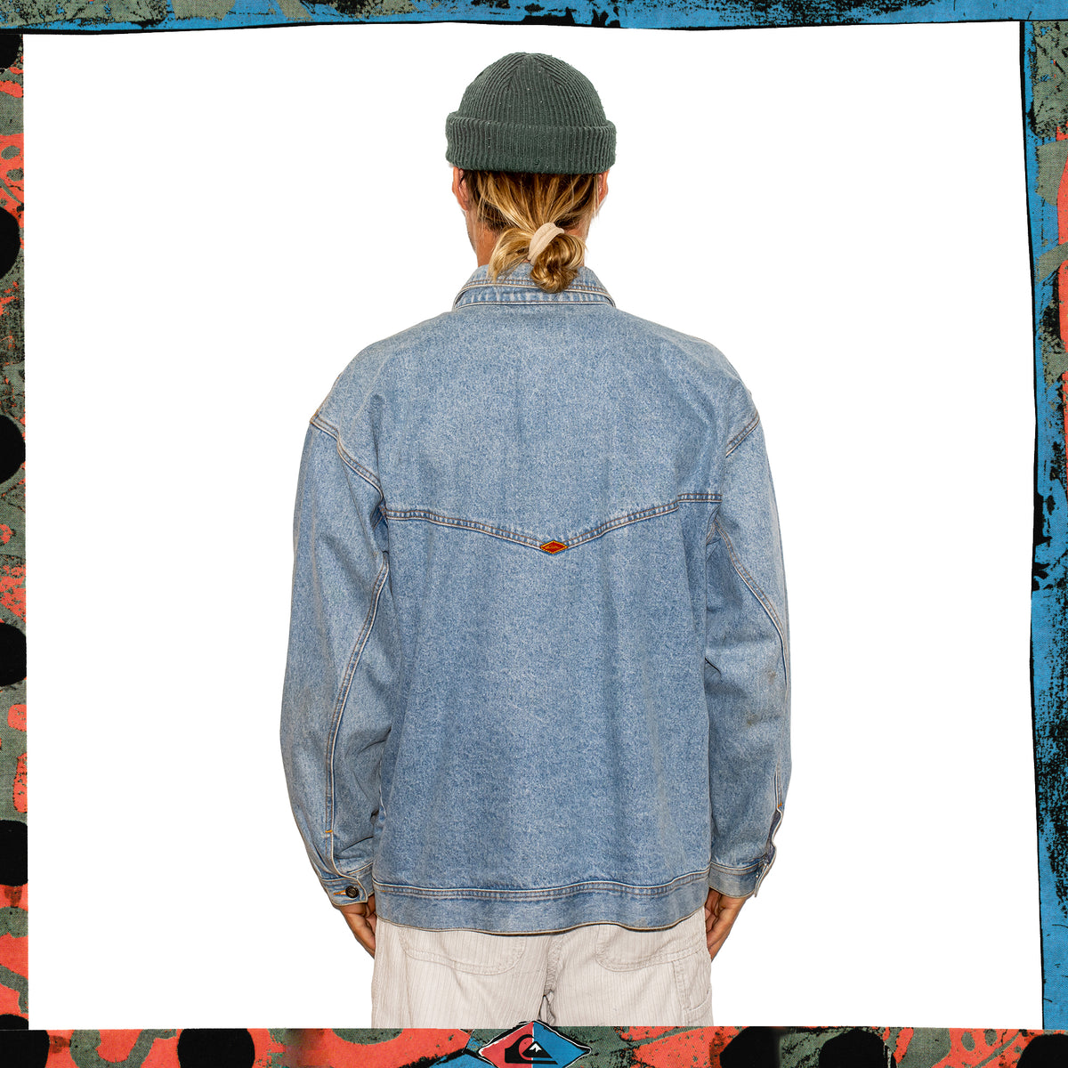 1990's Quiksilver "QSD" Denim Jacket w/ Plaid Lining (XL)