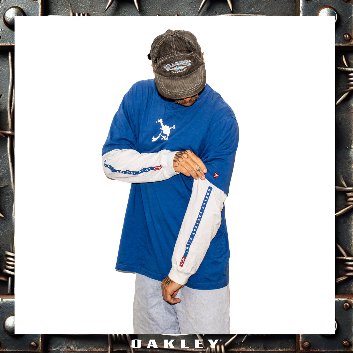 Y2K Oakley 3D Skull L/S Layered Tee (XL)
