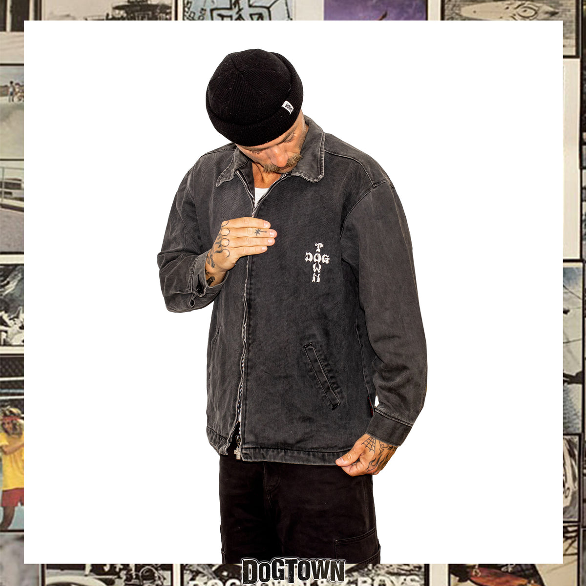 90's Dog Town Black Dragon Denim Jacket (XL) *RARE*