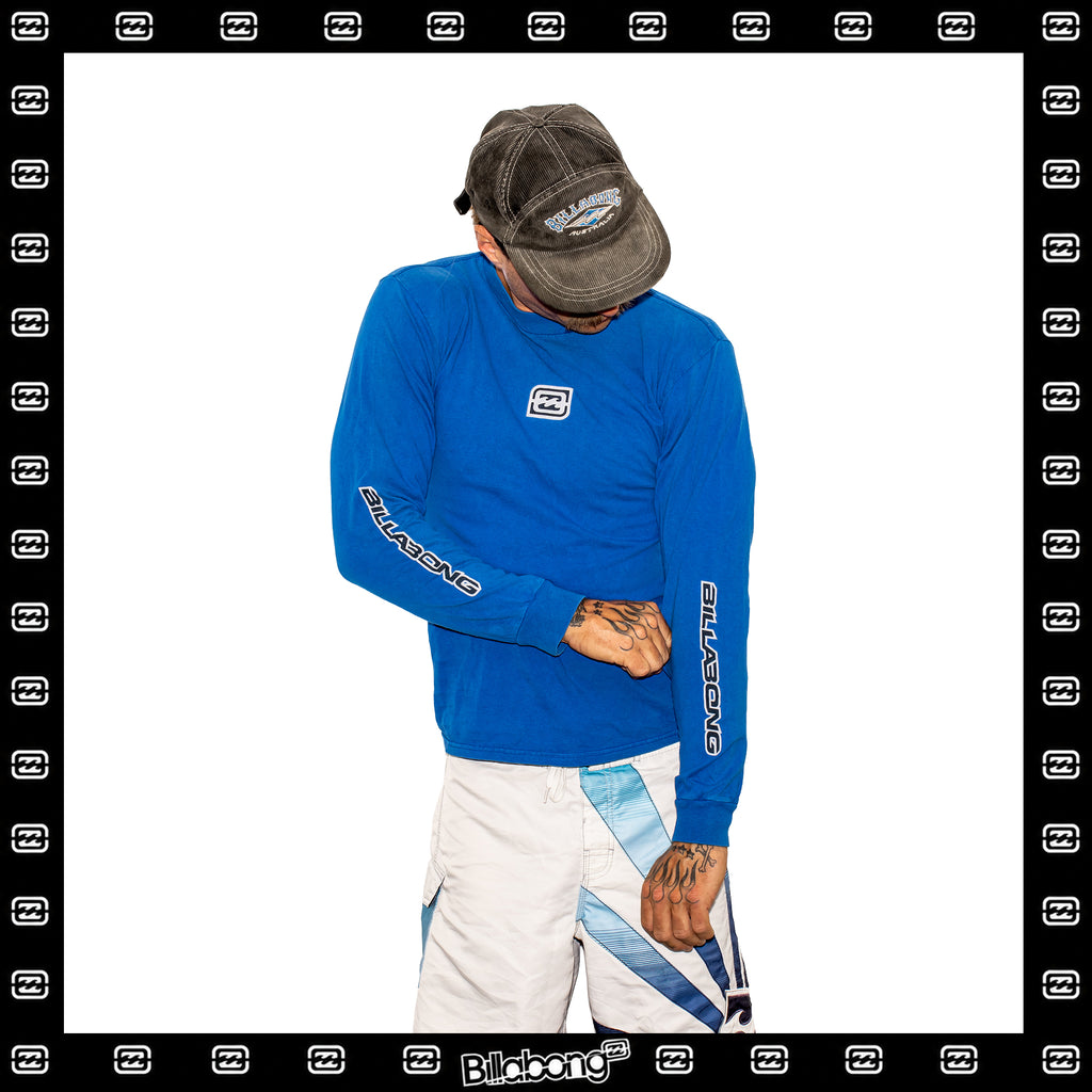 Y2K Billabong "Quad Hit" Spellout L/S Tee (M)