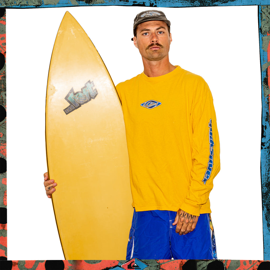Y2K Quiksilver "Quad Hit" Spellout L/S Tee (L-XL)