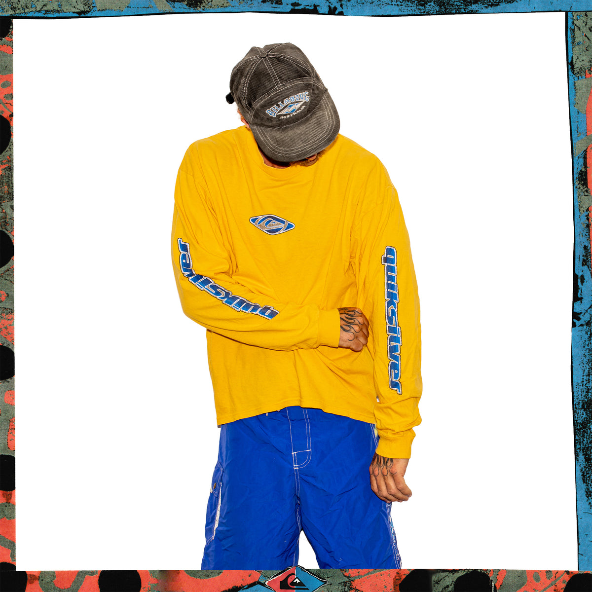 Y2K Quiksilver "Quad Hit" Spellout L/S Tee (L-XL)