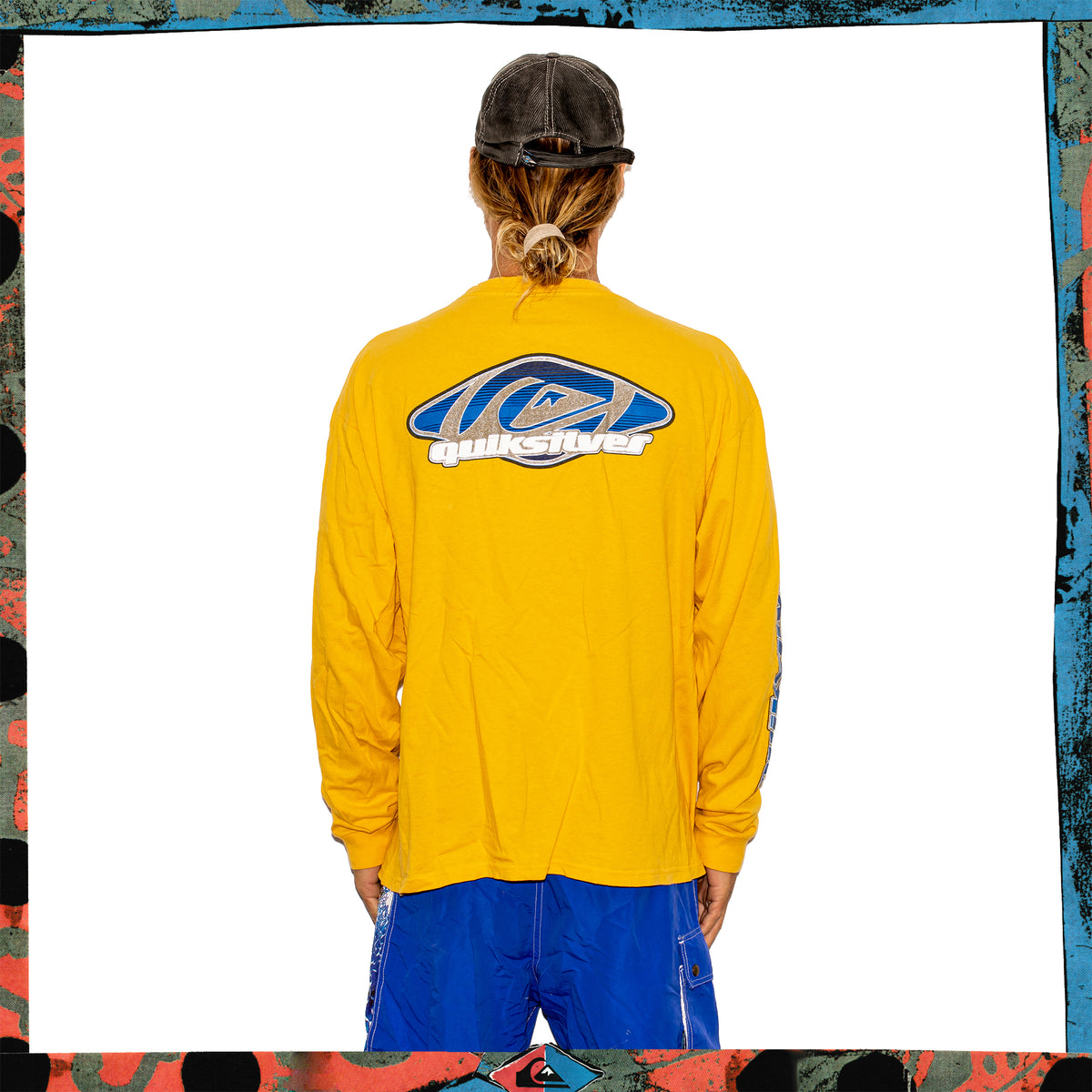 Y2K Quiksilver "Quad Hit" Spellout L/S Tee (L-XL)