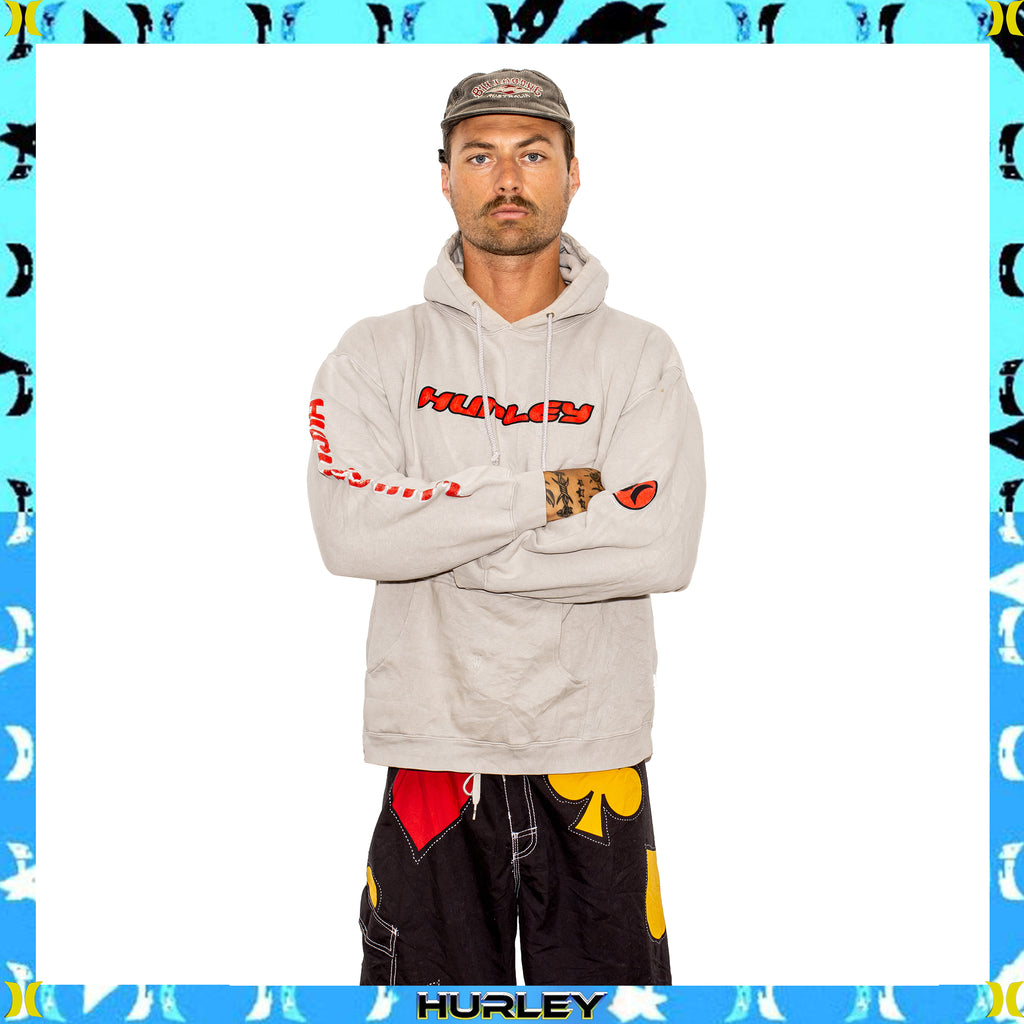 Y2K Hurley International "Triple Hit" Spellout Hoodie (L)