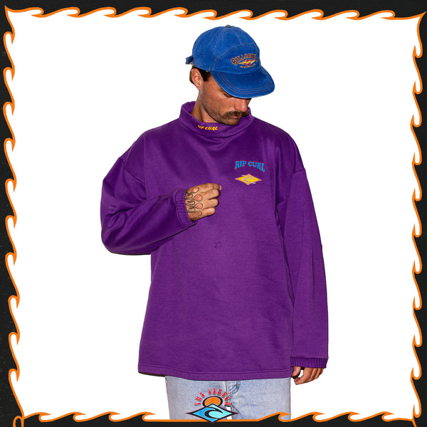 1991 Rip Curl Spellout Mock Neck Sweatshirt (XL) *RARE*