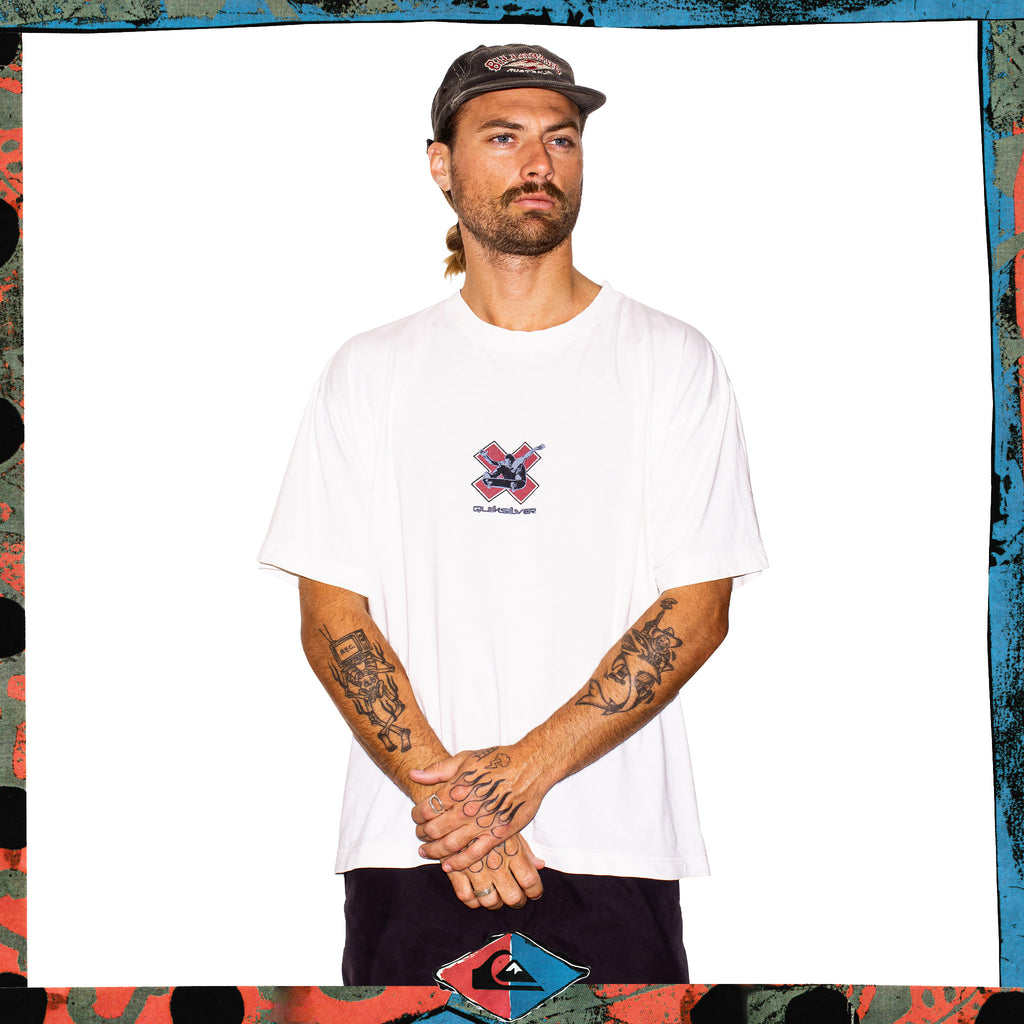 1990's Quiksilver "Made For Humans Who'd Rather Ride Than Walk" Graphic Tee (XL)