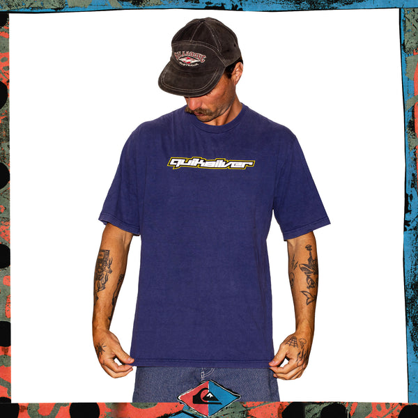 Y2K Quiksilver Boardriding Spellout Tee (L)