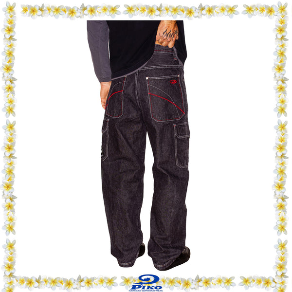 Y2K PIKO Hawaiian Longboards Denim Baggy Jeans (30")