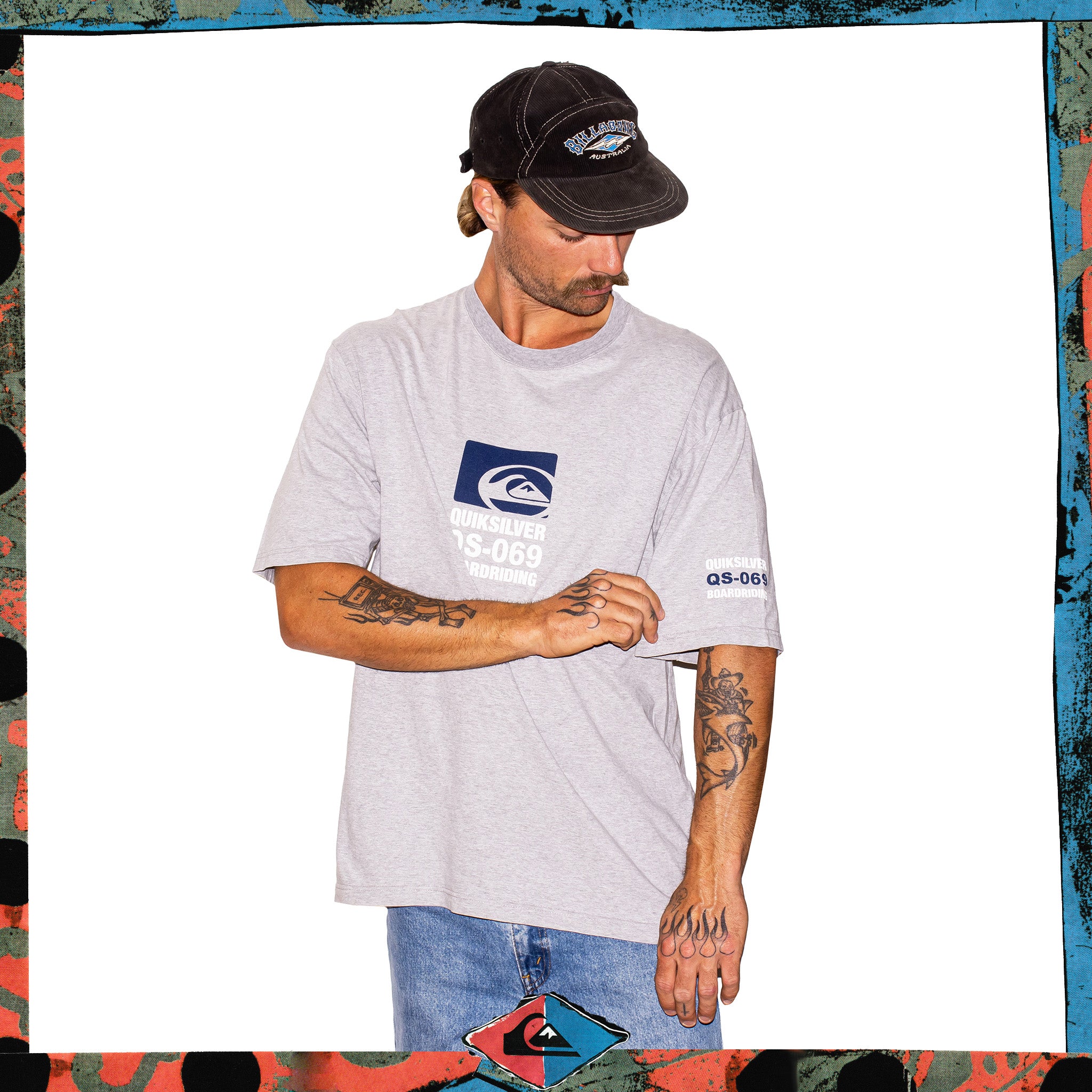 Y2K Quiksilver "QS-069" Spellout Tee (L)