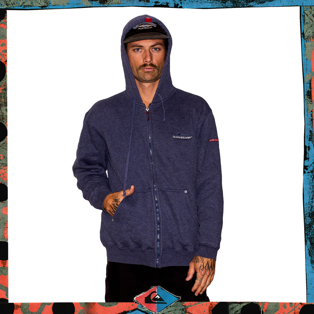 Y2K Quiksilver Spellout Zip-Up Hoodie (XL)
