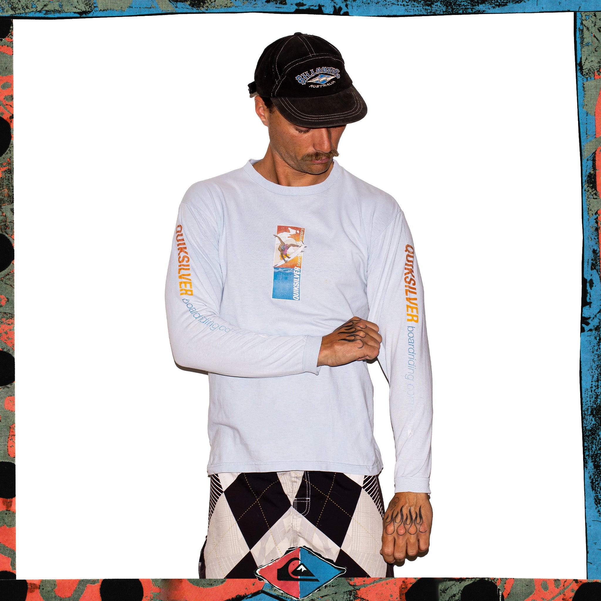 Y2K Quiksilver "Triple Hit" L/S Tee (S-M)