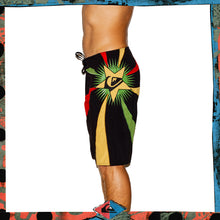 Load image into Gallery viewer, Y2K Quiksilver Rasta Tech Boardies (30&quot;)
