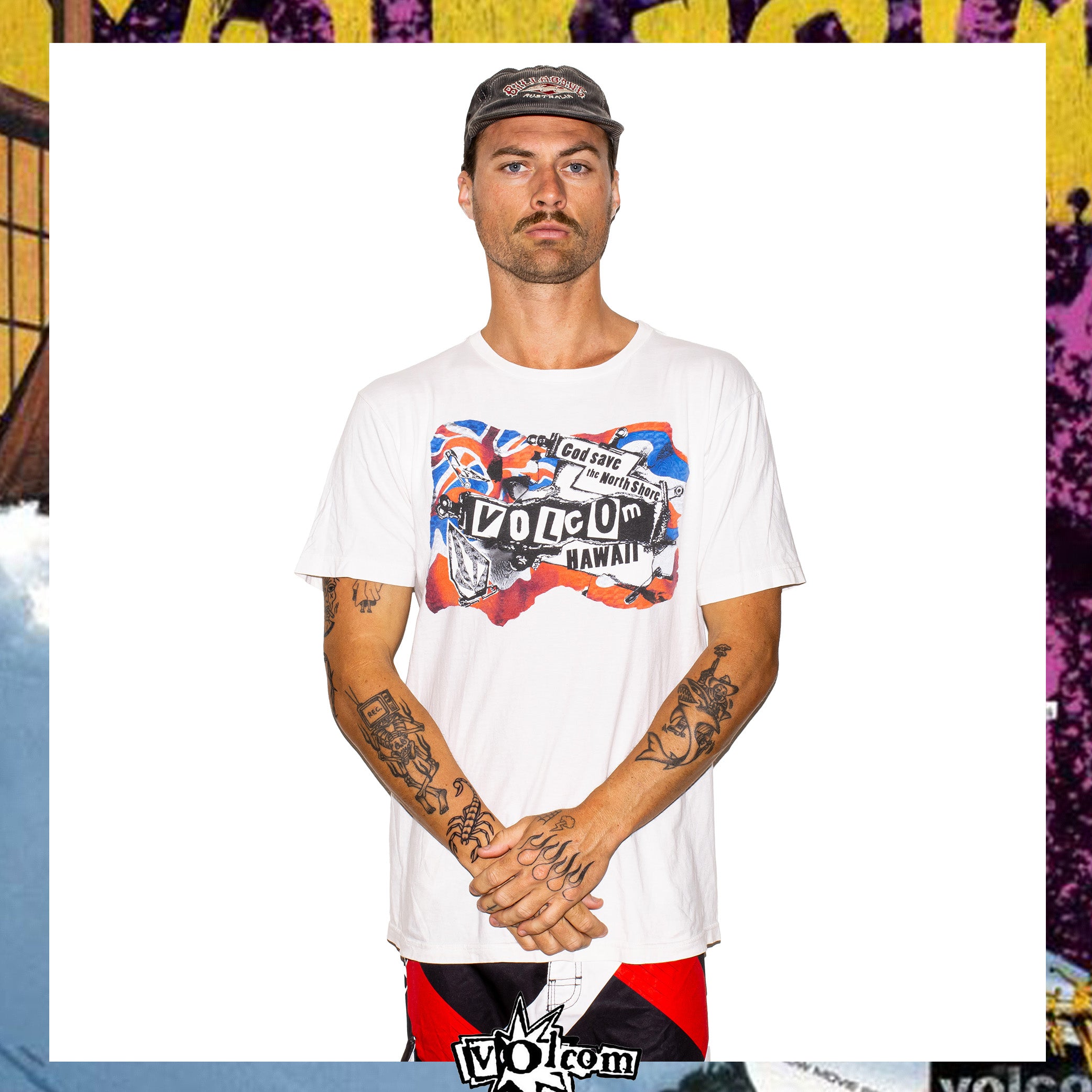 Y2K Volcom "God Save The North Shore" Graphic Tee (M-L) *RARE*