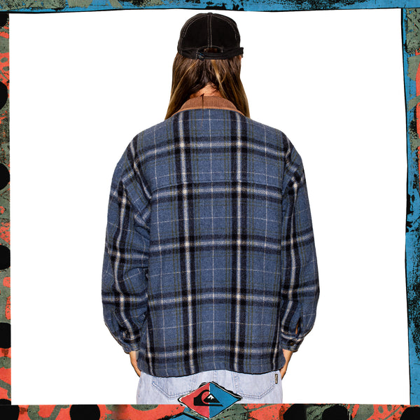 1998 Quiksilver "Silver Edition" Plaid Wool Jacket w/ Corduroy Collar (XL)