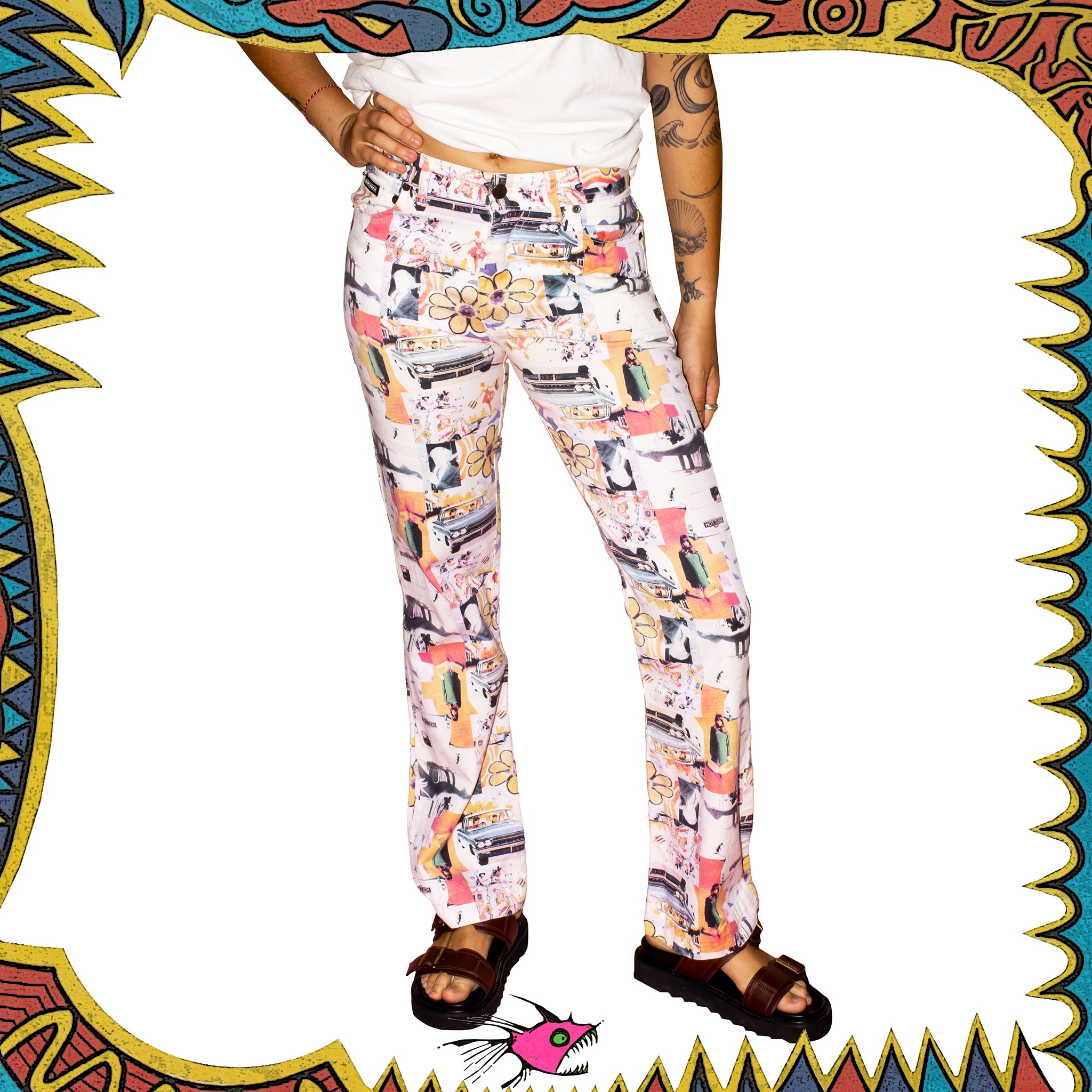 Y2K Hot Tuna Full Print Pants (27")