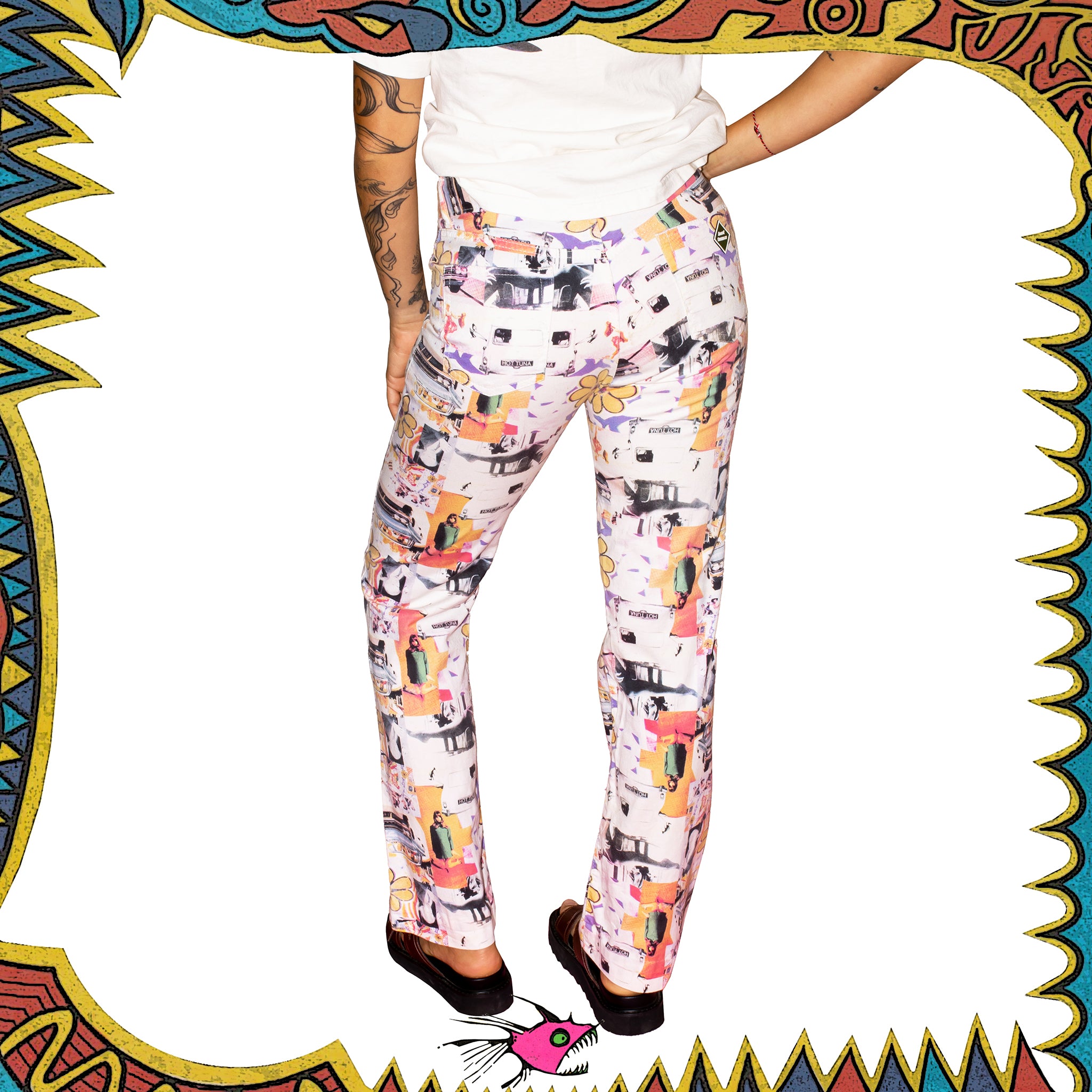 Y2K Hot Tuna Full Print Pants (27")