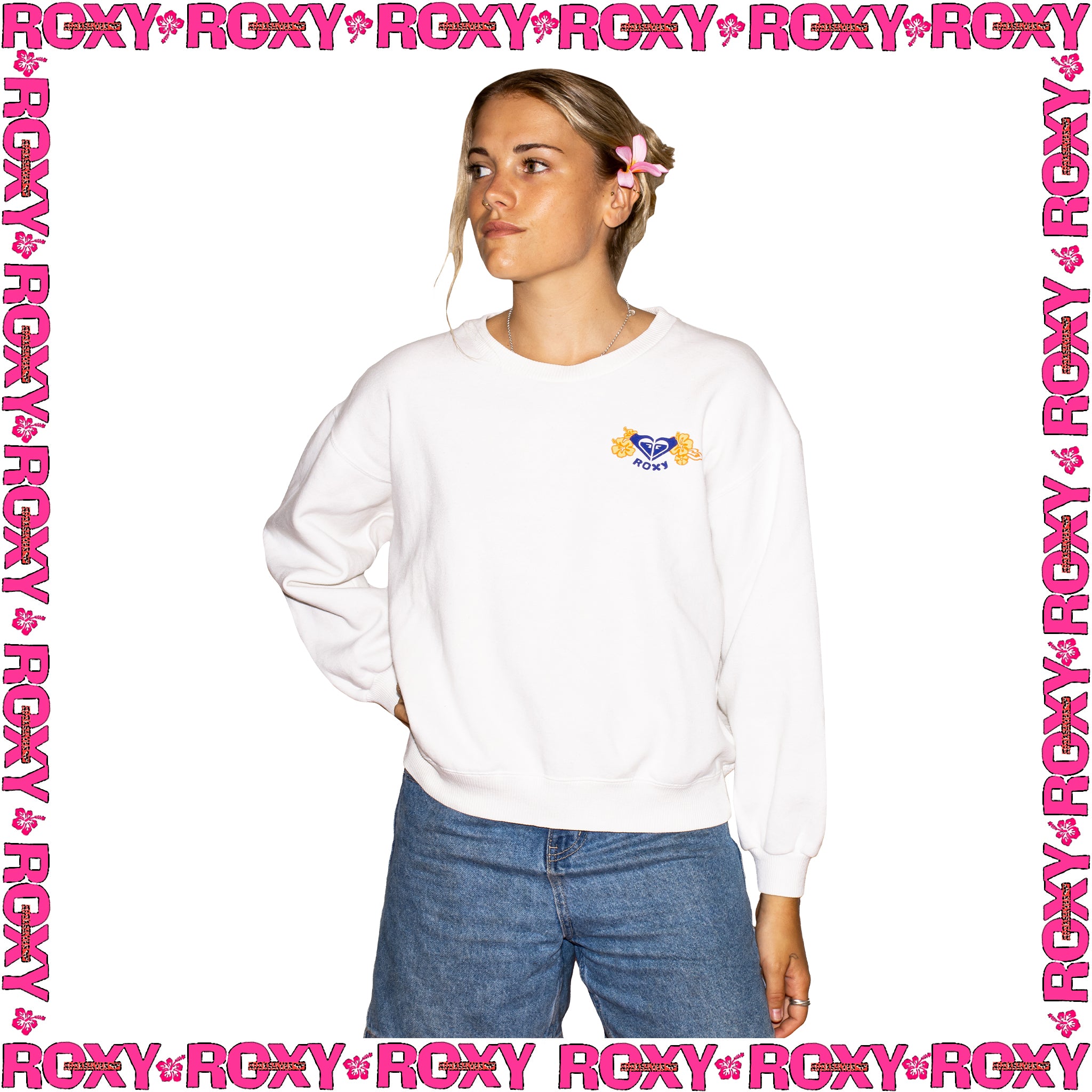 Y2K Roxy Graphic Crewneck Sweatshirt (M)