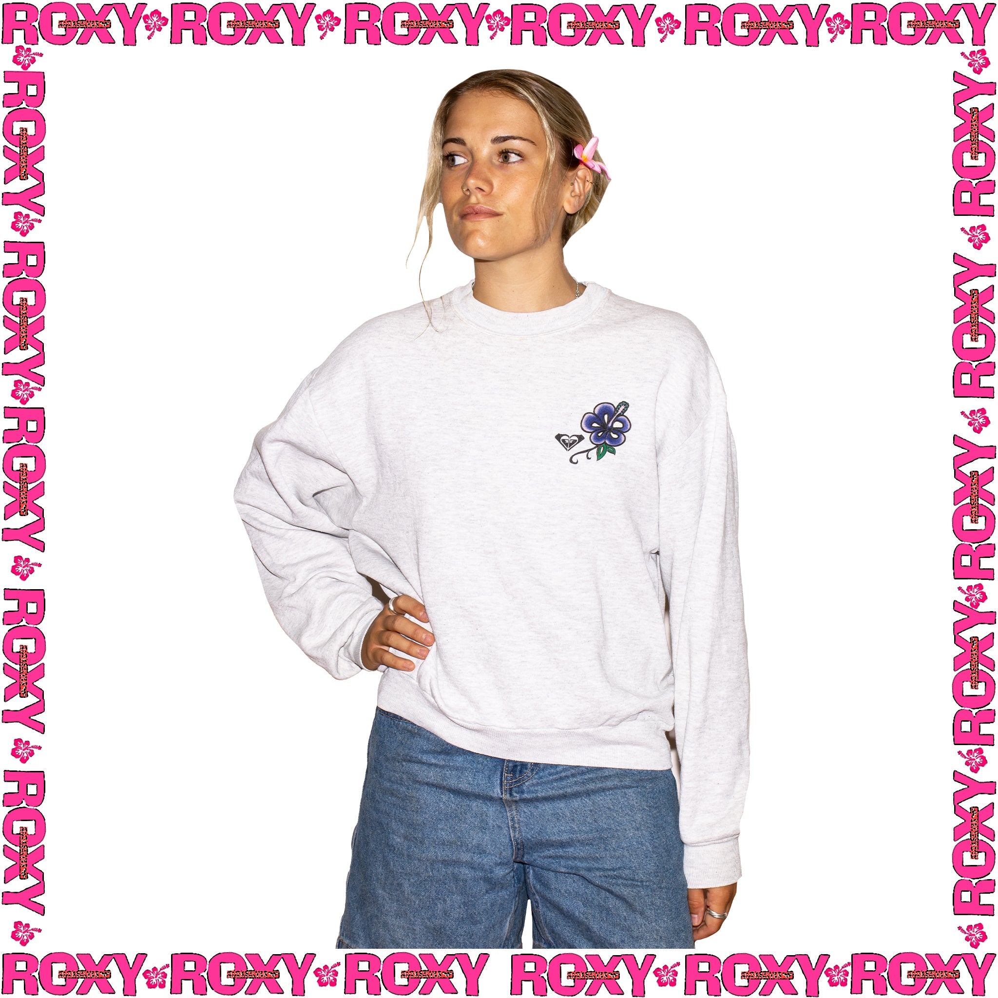 1990's Roxy Graphic Crewneck Sweatshirt (L)