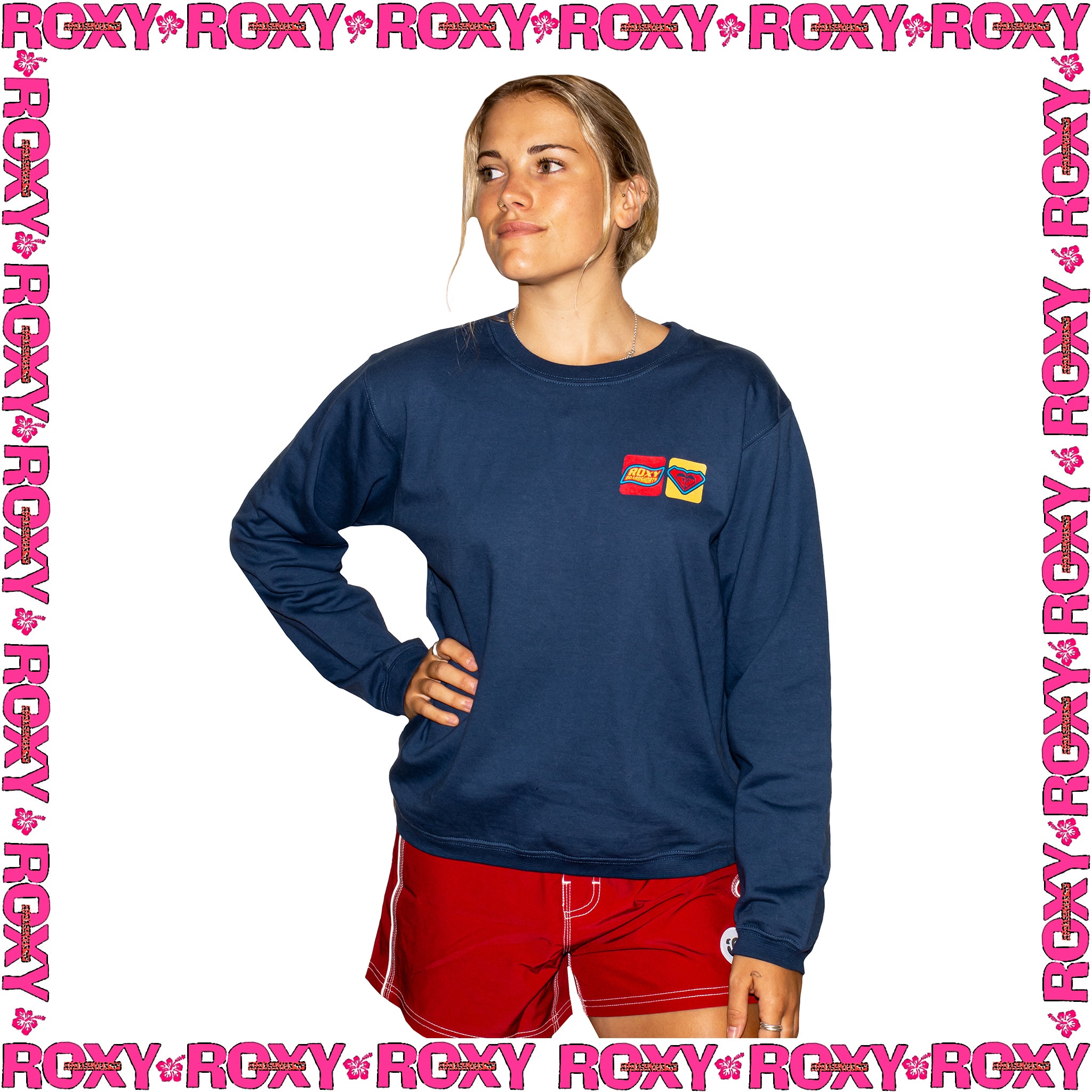 Y2K Roxy Graphic Crewneck Sweatshirt (M) *DEADSTOCK*