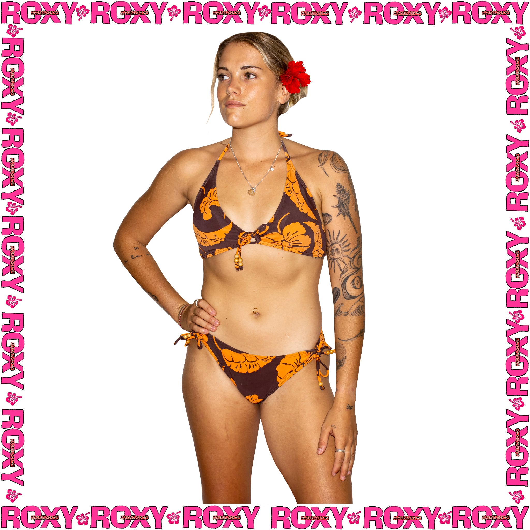 Y2K Roxy Floral Bikini Set (S-M)