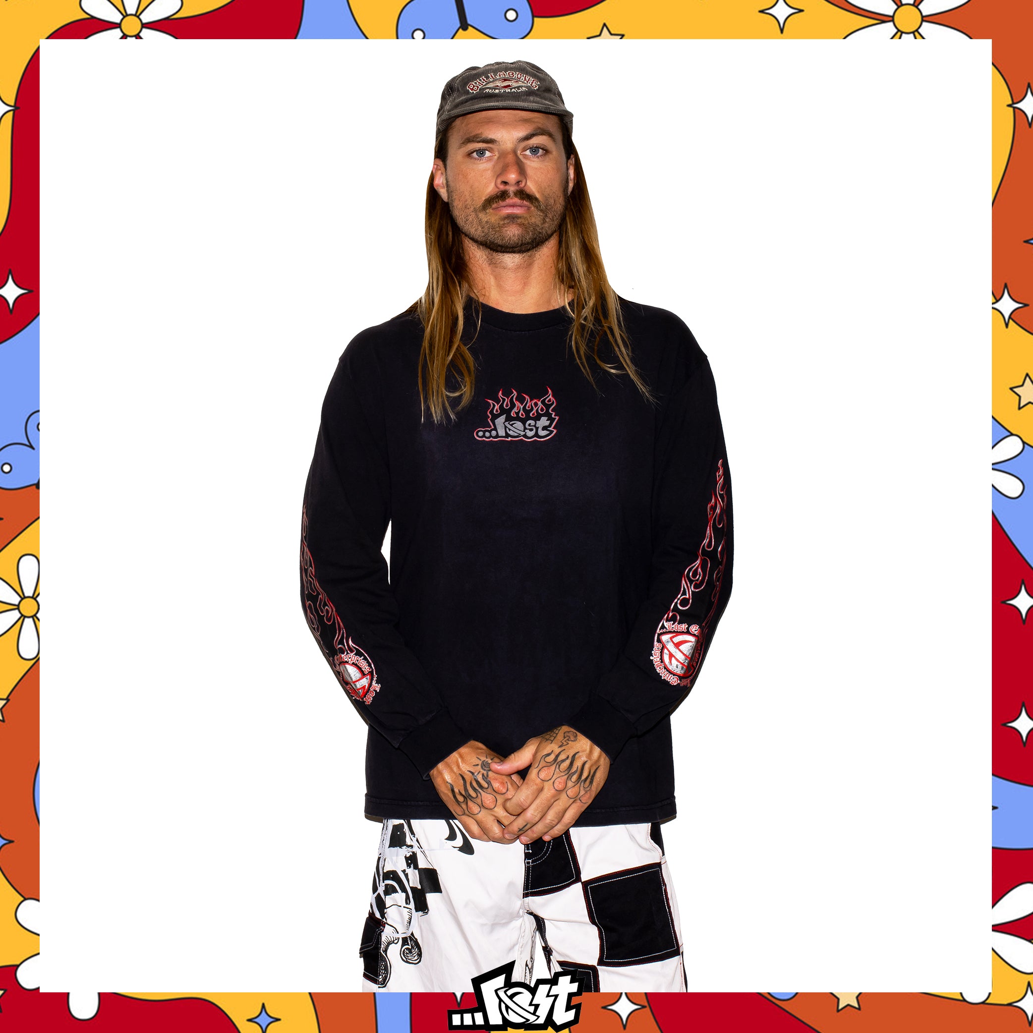 Y2K Lost Enterprises "Flame" L/S Tee (L) *RARE*