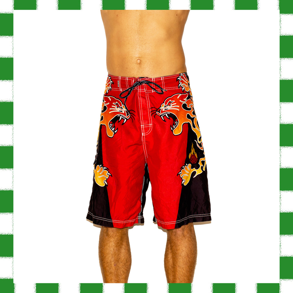 Y2K Ocean Pacific Flame Panther Tech Boardies (36")