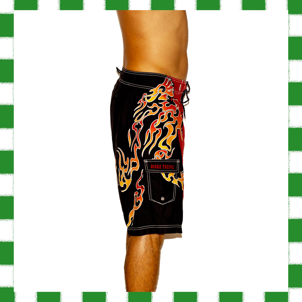 Y2K Ocean Pacific Flame Panther Tech Boardies (36")