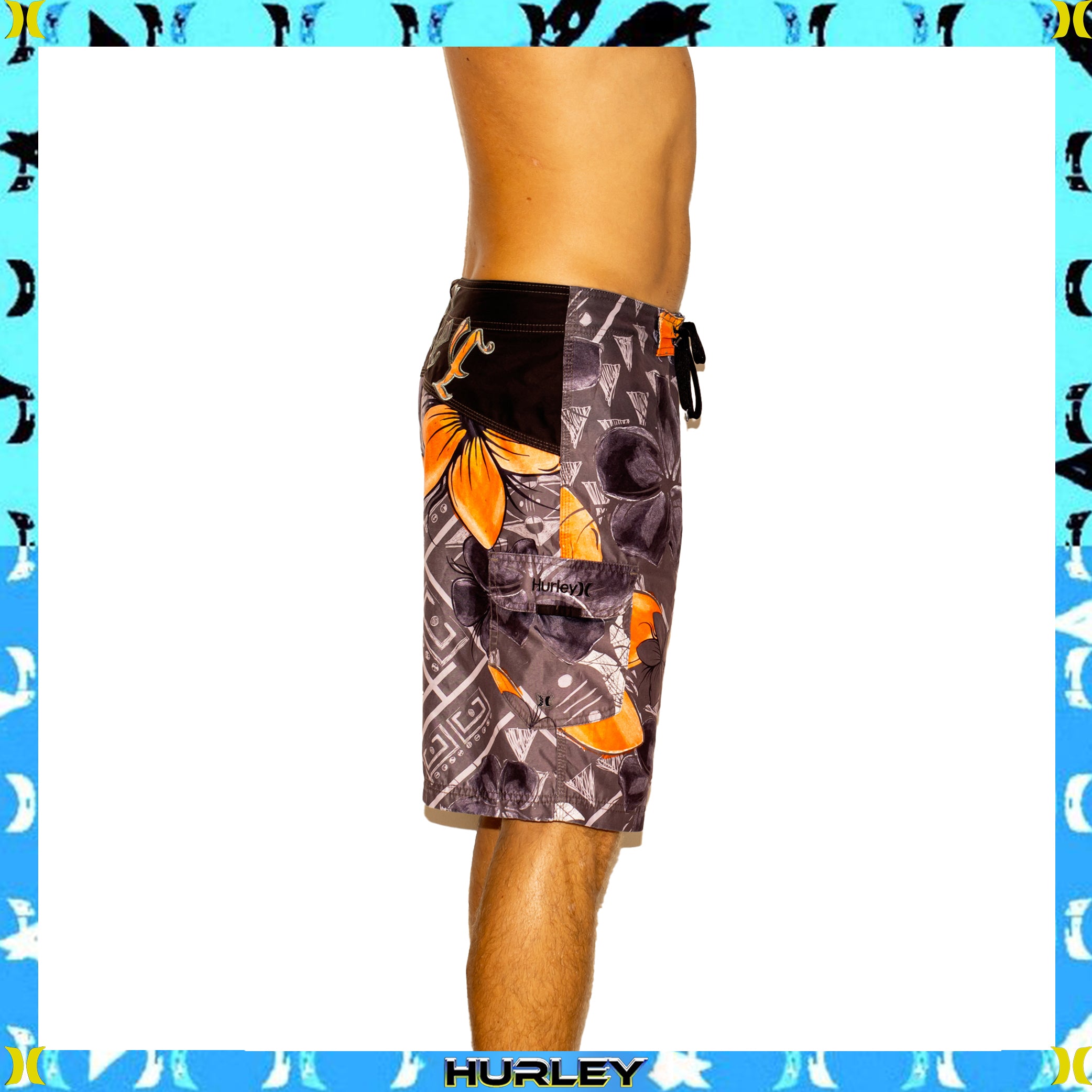 Y2K Hurley Floral Supreme Tech Boardies (34")