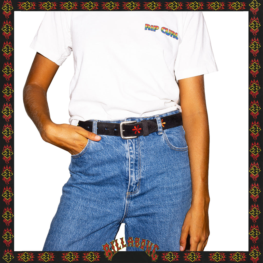 1998 Billabong Floral Leather Belt