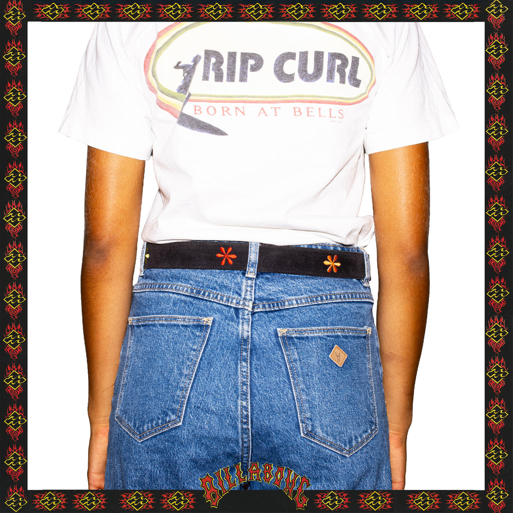 1998 Billabong Floral Leather Belt