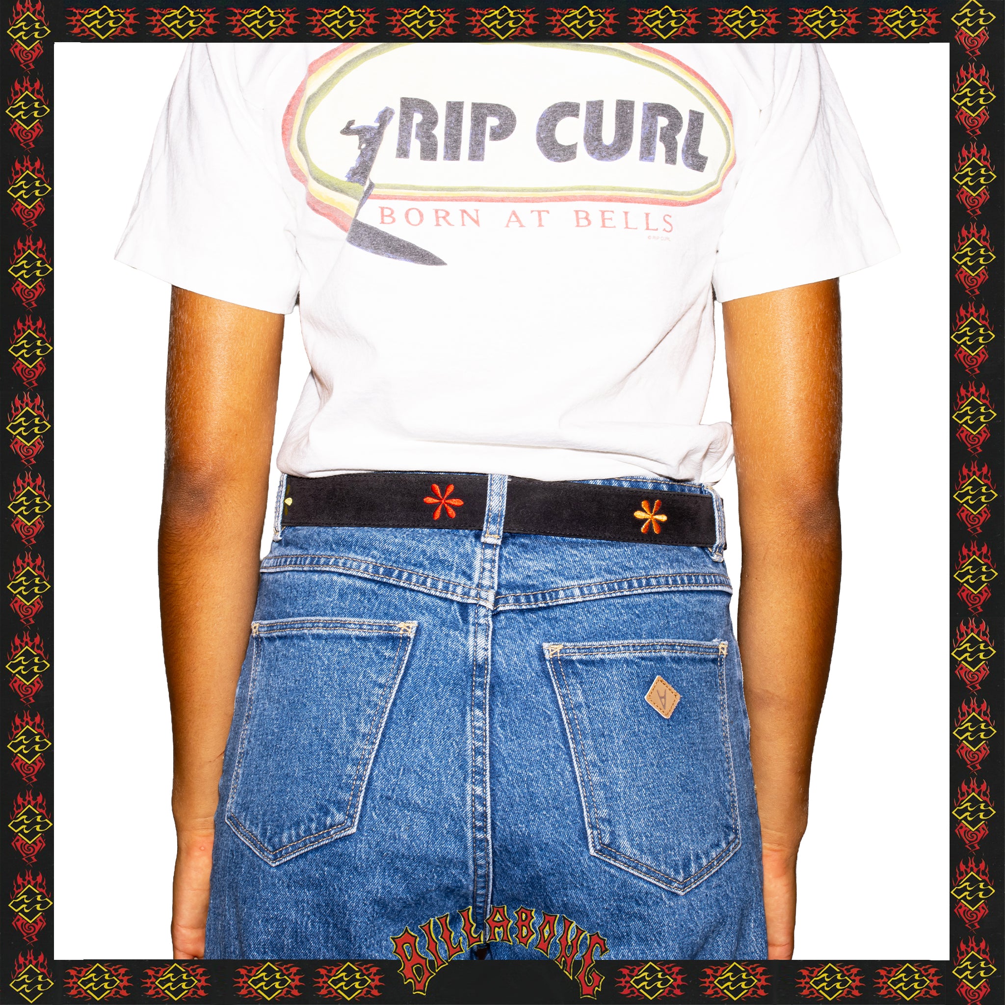 1998 Billabong Floral Leather Belt