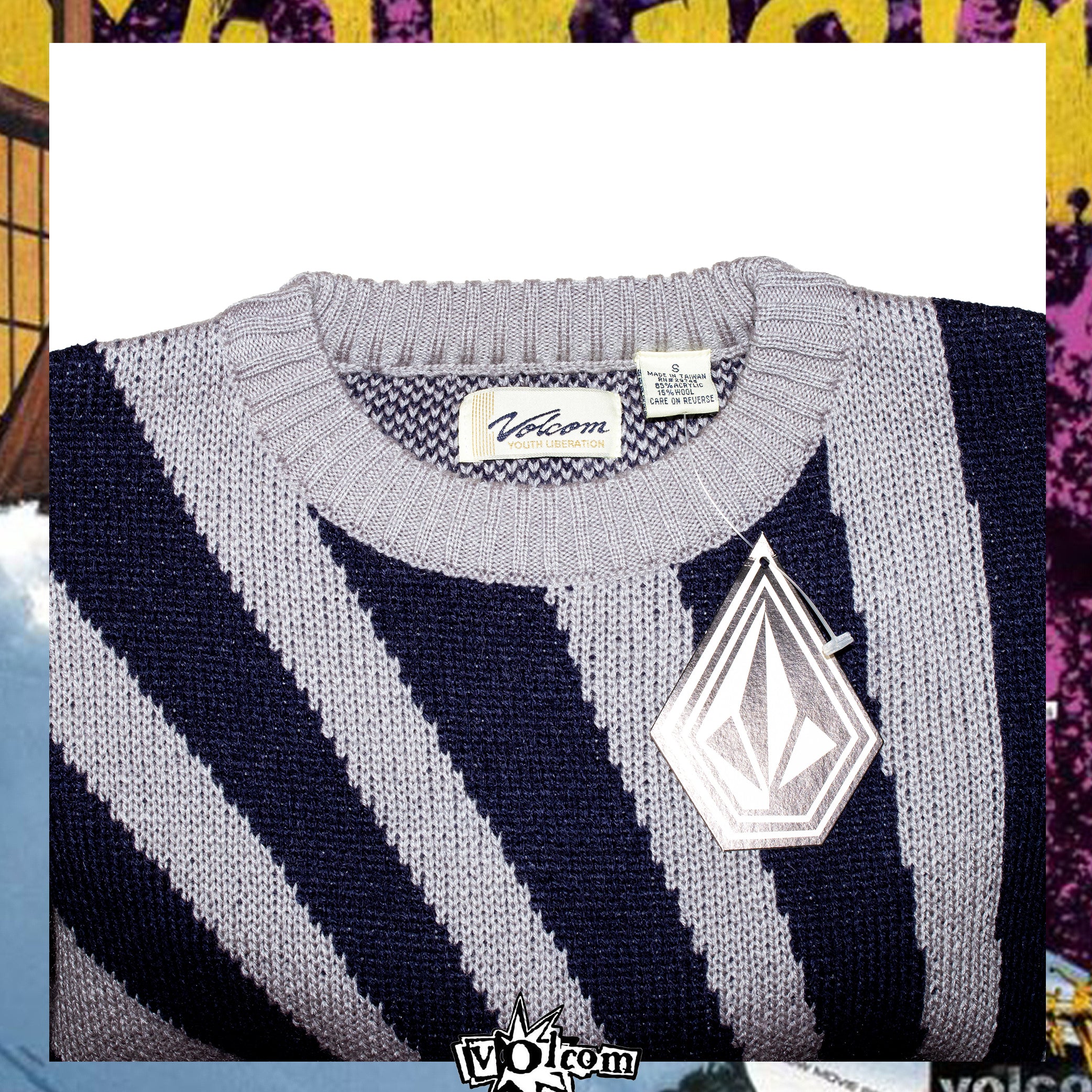 1990's Volcom Stone "Youth Liberation" Knit (L) *DEADSTOCK*