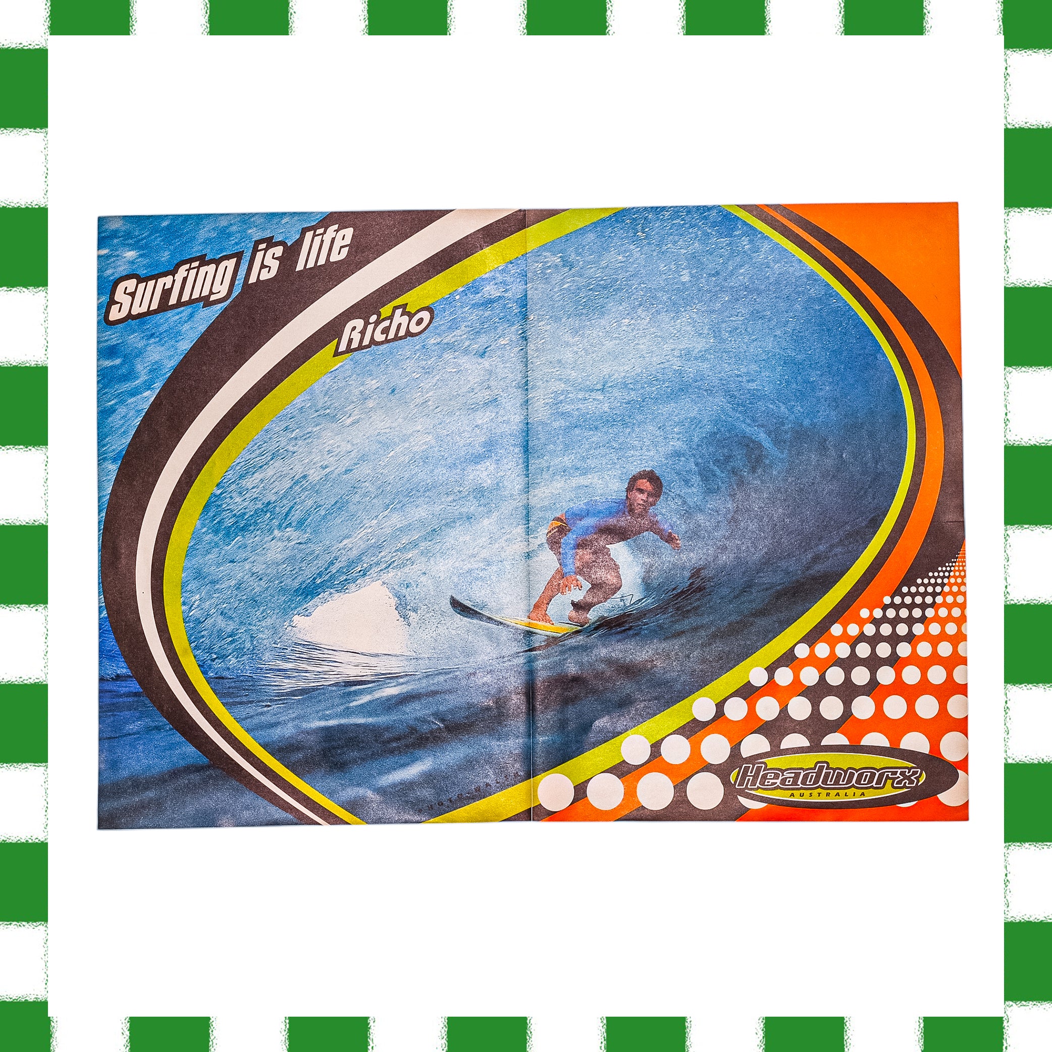 1990's Headworx "Surfing is life - Richo" Poster (A3)